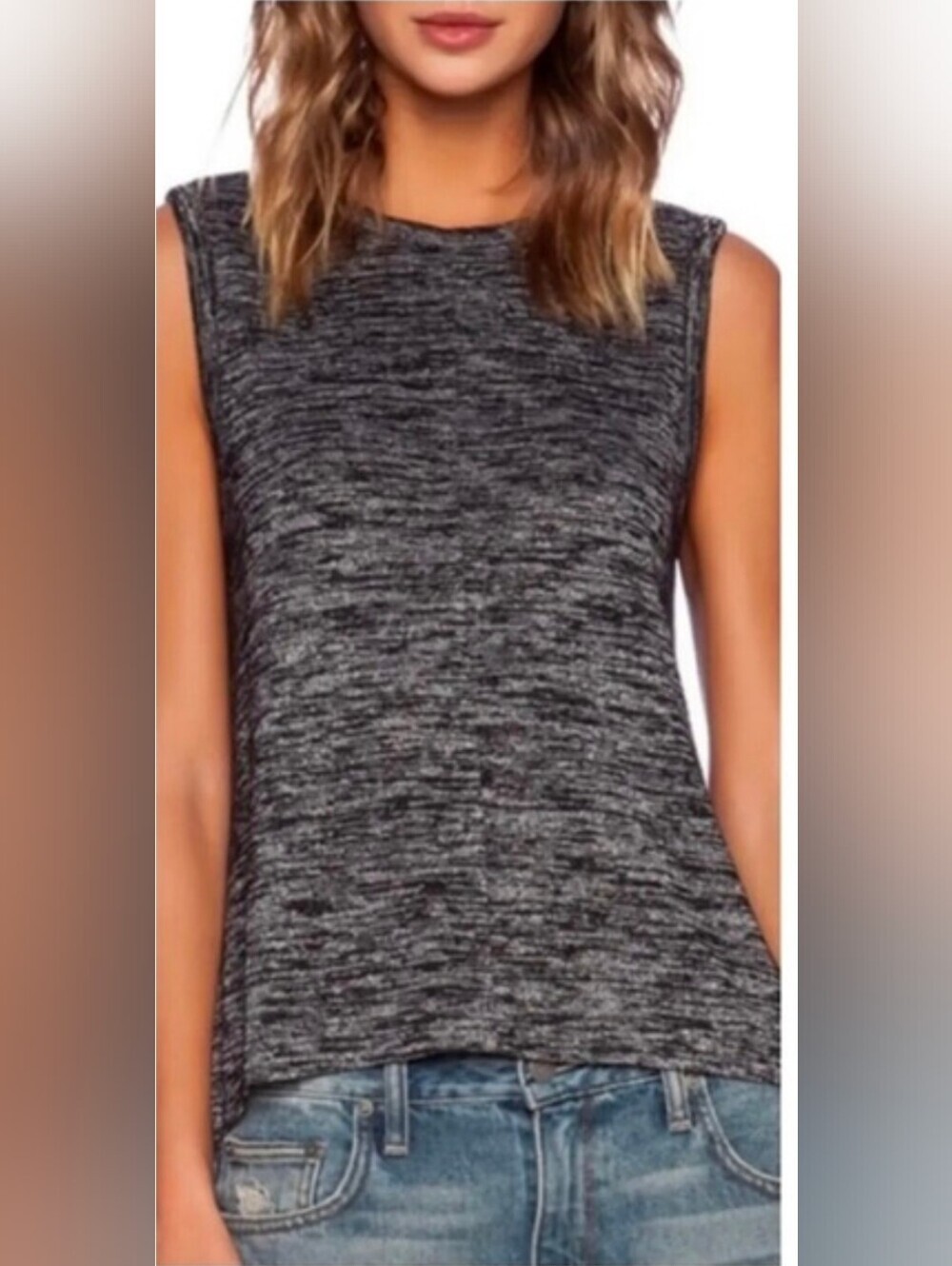 Rag & Bone | Split Back Heathered Black Tank Top Size XS